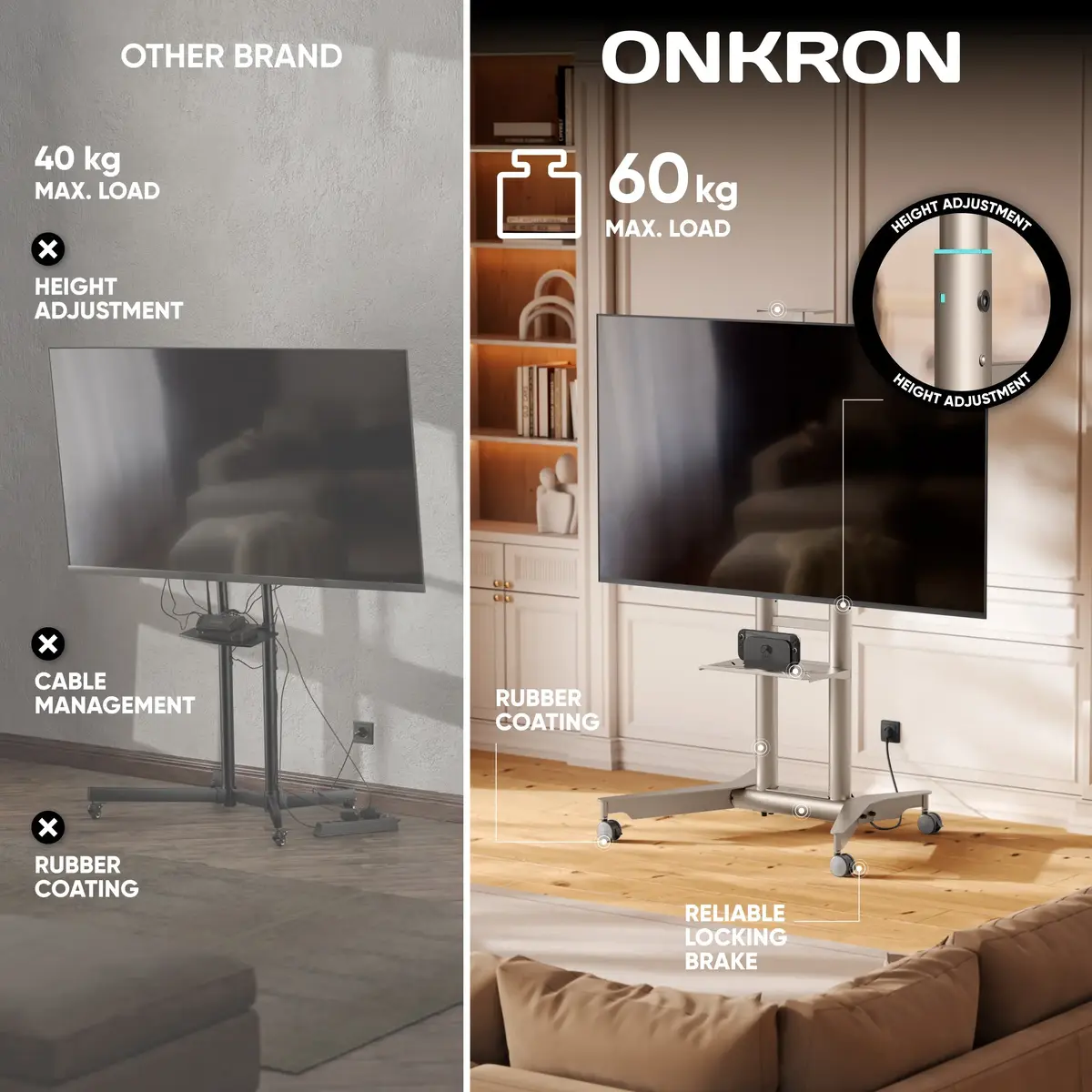 ONKRON TS1571-C mobilais TV statīvs 32-75 collām Photo 7