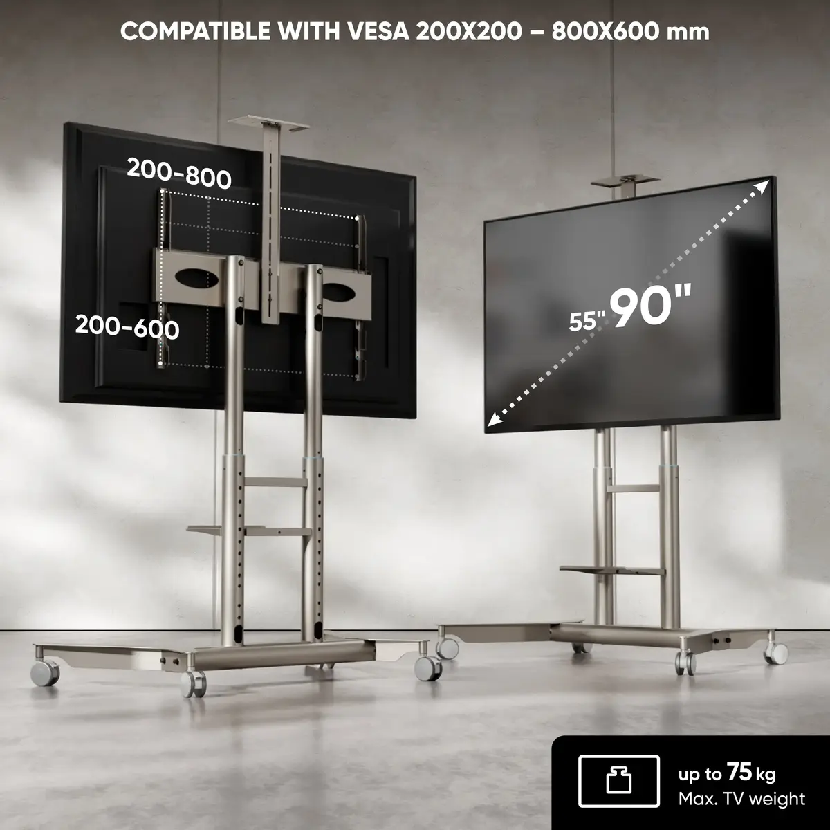 ONKRON TS1871-C Mobile TV Stand for 55-90 inch Screens Photo 3