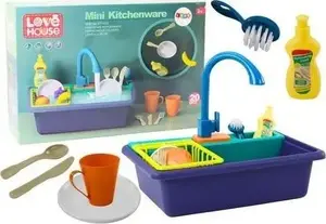 LEANToys rotaļu izlietne ar elektrisko ūdens cirkulāciju un piederumiem
