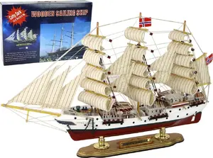 LEANToys Wooden Collectible Sailing Ship Model
