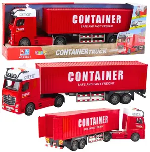 LeanToys Ciężarówka Transportowa Z Kontenerem Światła Dźwięki Czerwona LEAN Toys