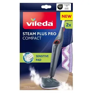 Vileda Steam Plus Sensitive Steam Mop Refill, Microfibre Triangle Pads, 2-Pack