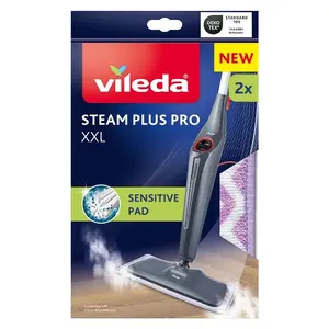 Vileda Steam Plus XXL Sensitive Steam Mop Refill Pads, Microfibre, 2 Pieces