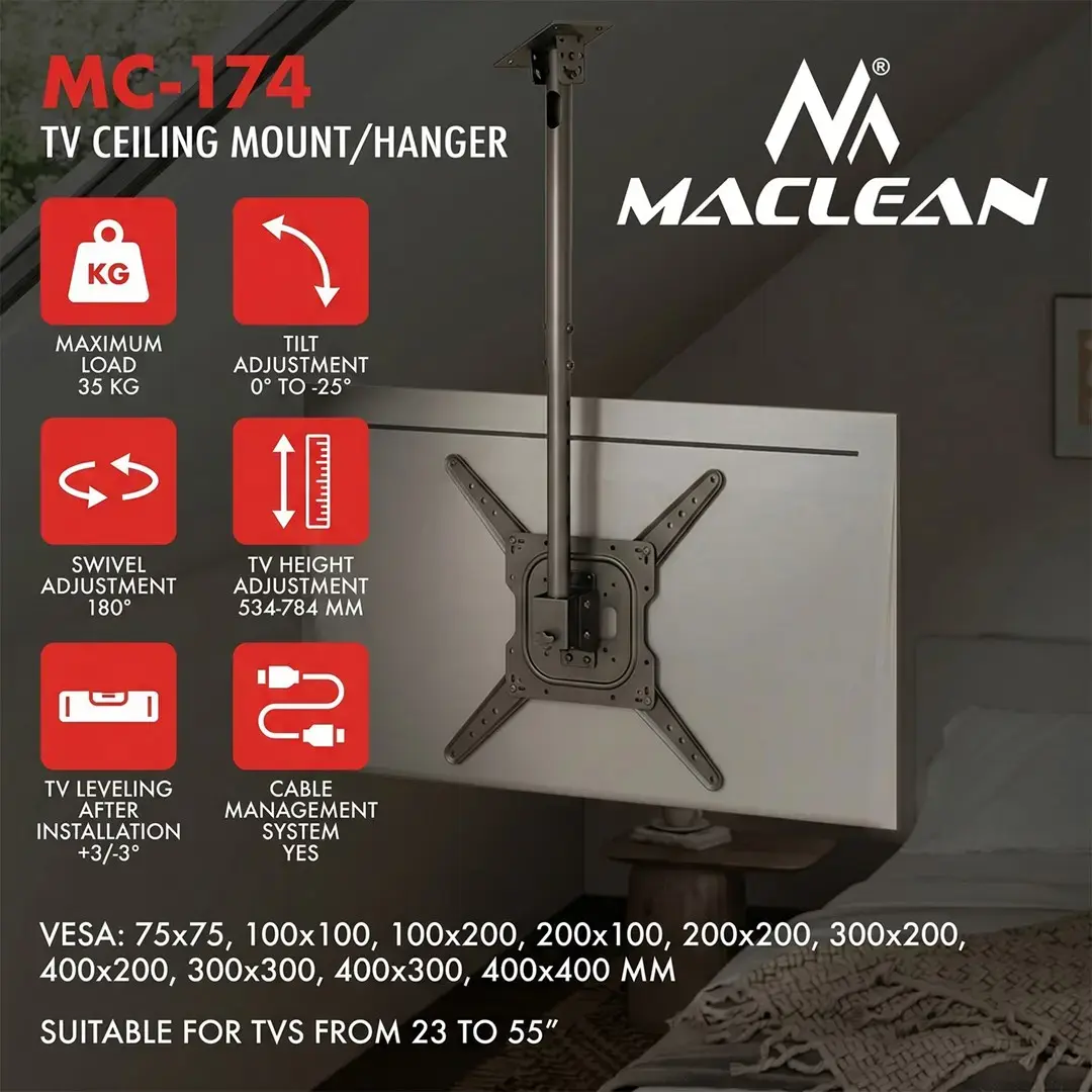 Maclean MC-174 griestu stiprinājums televizoriem Photo 15