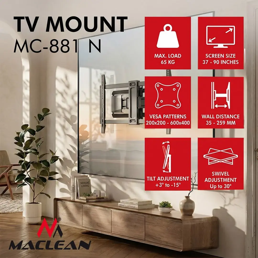 Maclean MC-881 N TV sienas stiprinājums 37-90 collas Photo 18