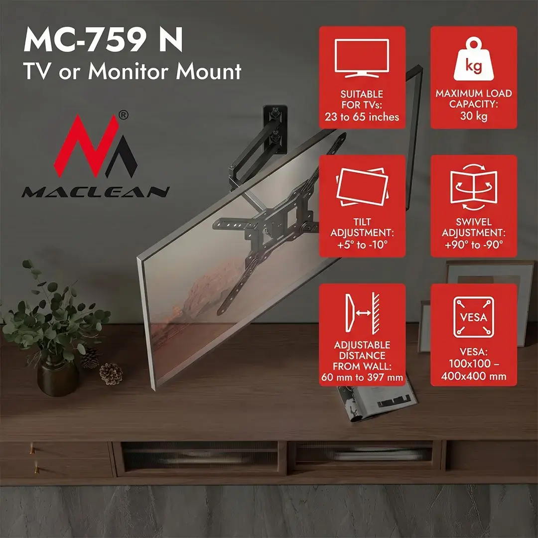Maclean MC-759 N sienas stiprinājums 23-65 collu TV Photo 4