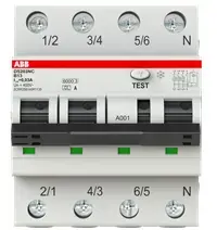 Автоматический выключатель дифференциального тока ABB DS203NC, 13А, тип A, характеристика B, 3P+N