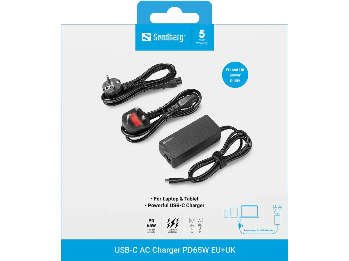 Sandberg USB-C AC Charger PD65W EU+UK Photo 5