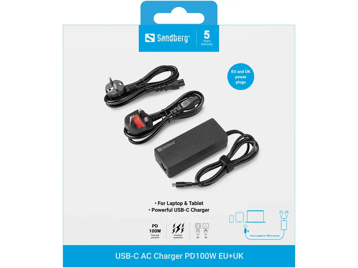 Sandberg USB-C AC Charger PD100W EU+UK Photo 5