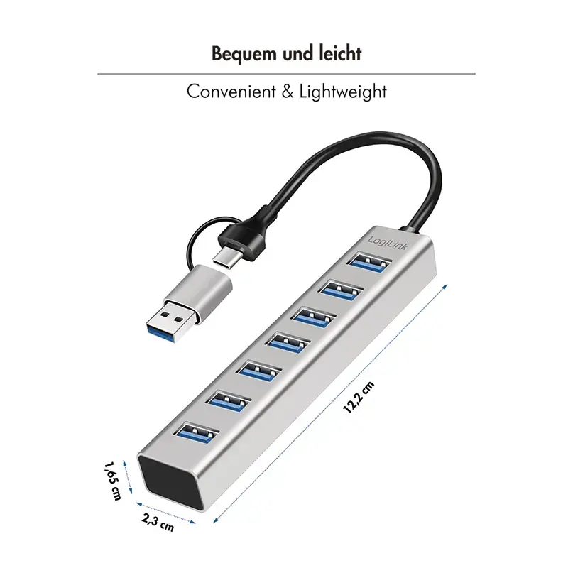 LogiLink UA0441 USB 3.0 centrmezgls ar 7 portiem Photo 4