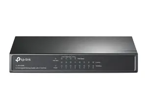 TP-Link TL-SG1008P Неуправляемый гигабитный сетевой коммутатор с 8 портами RJ-45 и PoE, ореховый