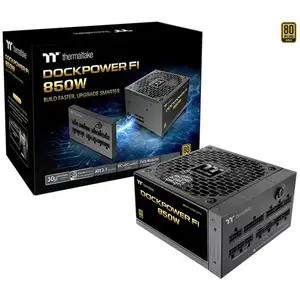 Блок питания Thermaltake Dockpower FI 850W, 850 Вт, 12-контактный разъем GPU, 4x PCIe, модульное управление кабелями