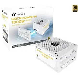 Блок питания Thermaltake Dockpower FI 1000W Snow, 1000 Вт, 12-контактный разъем GPU, 5x PCIe, белый