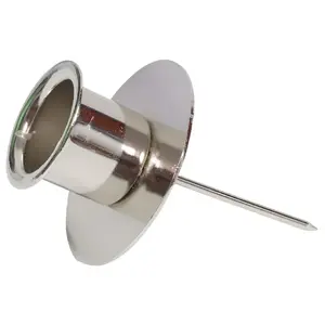 ArtFlow Candle Holder with Spike for Table Candles, 2cm Diameter, 4-Piece Set, Silver