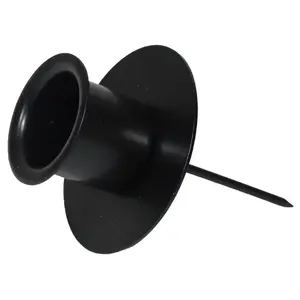 ArtFlow Candle Holder with Spike for Table Candles, 2cm Diameter, Black, 4 Pieces