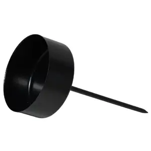 ArtFlow Metal Tea Light Candle Holder with Spike, 4cm Diameter, 9cm Height, Black, 4-Piece Set