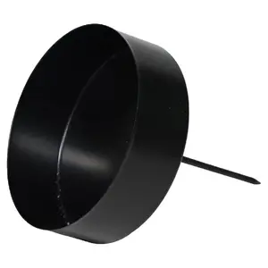 ArtFlow Metal Candle Holder with Spike, 7.8x7 cm, Black, 4-Piece Set