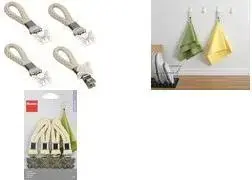 metaltex Tücherclips "Schmetterling", 4er Set zum Aufhängen von Hand-/Geschirrtüchern, mit Baumwollseil - 1 Stück (297103000)