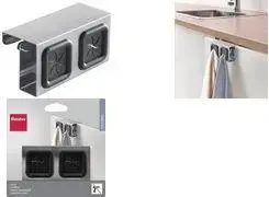 Metaltex Double Towel Holder 297157000, Stainless Steel and TPR, Over-the-Door Mount