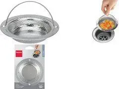 metaltex Abfluss-Sieb, Durchmesser: 113 mm, Edelstahl Abflusssieb mit feiner Lochung und Henkel, - 1 Stück (297577000)