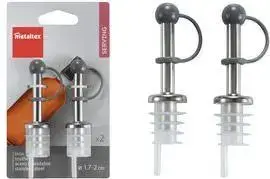 Metaltex Bottle Pourer Set, Stainless Steel with PE Stopper, 2-Piece
