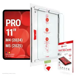 Displex Tablet Real Glass Screen Protector for Apple iPad Pro 11-inch 2024 and 2025 MountMaster 10H Tempered Glass Glossy