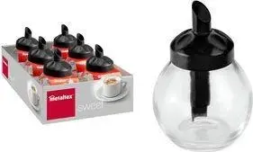 Metaltex Sweet cukura trauks, apaļš, melns vāciņš, stikls un ABS plastmasa