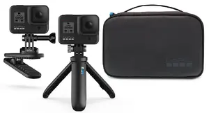GoPro Travel Kit 2.0 Camera kit for all HERO cameras with Shorty, Magnetic Swivel Clip, and Camera Case in black