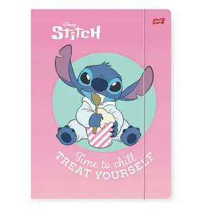 Narcissus A4 Elastic Band Folder, Stitch Design, Pink
