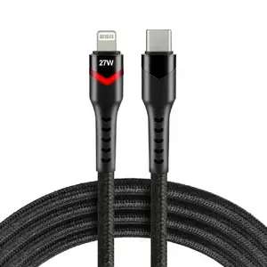 Usams CBB-1CIR USB-C uz Lightning kabelis 1m melns