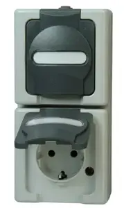 Kopp 131456008 CEE 7/3 Socket-Outlet Black and Grey 250V 16A 2 Modules