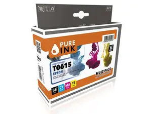 PURE Tintes kasetnēm Komplekts Melns, Ciāns, Magenta, Dzeltens priekš EPSON T0615