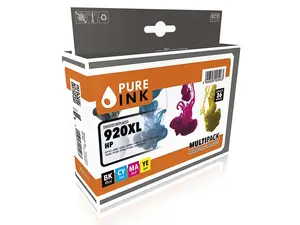 PURE tintes kārtridžu komplekts melns, ciāna, purpursarkans, dzeltens priekš HP 920XL