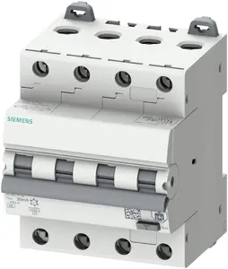 Siemens Residual-Current Circuit Breaker with Overcurrent Protection 4P 400V 16A 6kA Type A 30mA C-Curve