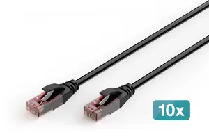 DIGITUS CAT 6 U/UTP Āra Tīkla Kabelis PE Melns 10 Gabali