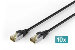 DIGITUS DK-1644-A-030-OD-10 CAT 6A S/FTP Outdoor Patch Cable PE Black 3m 10 Pieces