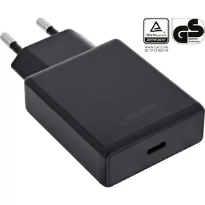 InLine 31565B Universal Indoor AC Mobile Device Charger with USB-C PD AVS 65W Fast Charging and Black Finish