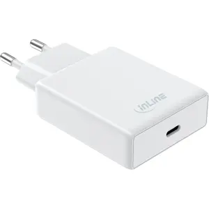 InLine 31565W mobilās ierīces lādētājs ar vienu USB-C pieslēgvietu, Power Delivery, AVS un 65W izejas jaudu, balts