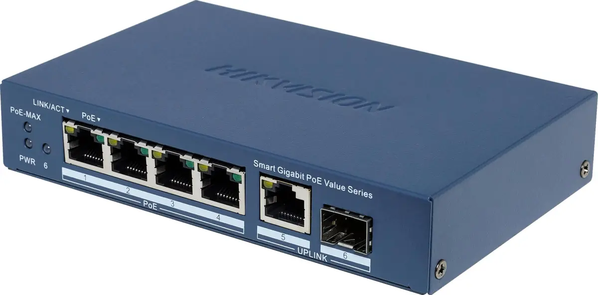 Hikvision DS-3E1506P-EI/M-4P1T1F(O-STD) tīkla slēdzis ar 4