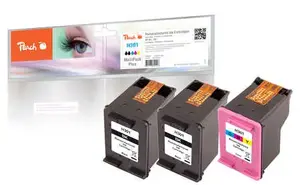Saderīgs tintes kasetņu komplekts Peach PI300-563, 3 gab., melna, ciāna, magenta un dzeltena krāsa HP printeriem