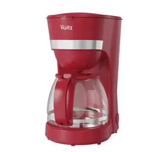 Oliver Voltz Coffee Maker 5V51170WNM 600W 1.25L Red with Anti-Drip Glass Carafe and Transparent Water Tank