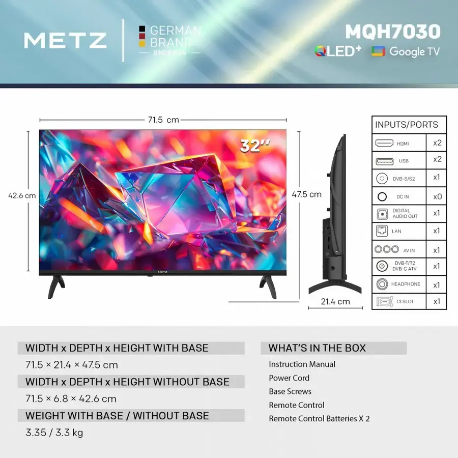 Metz MQH7030Z 32 collu QLED Smart TV Photo 4