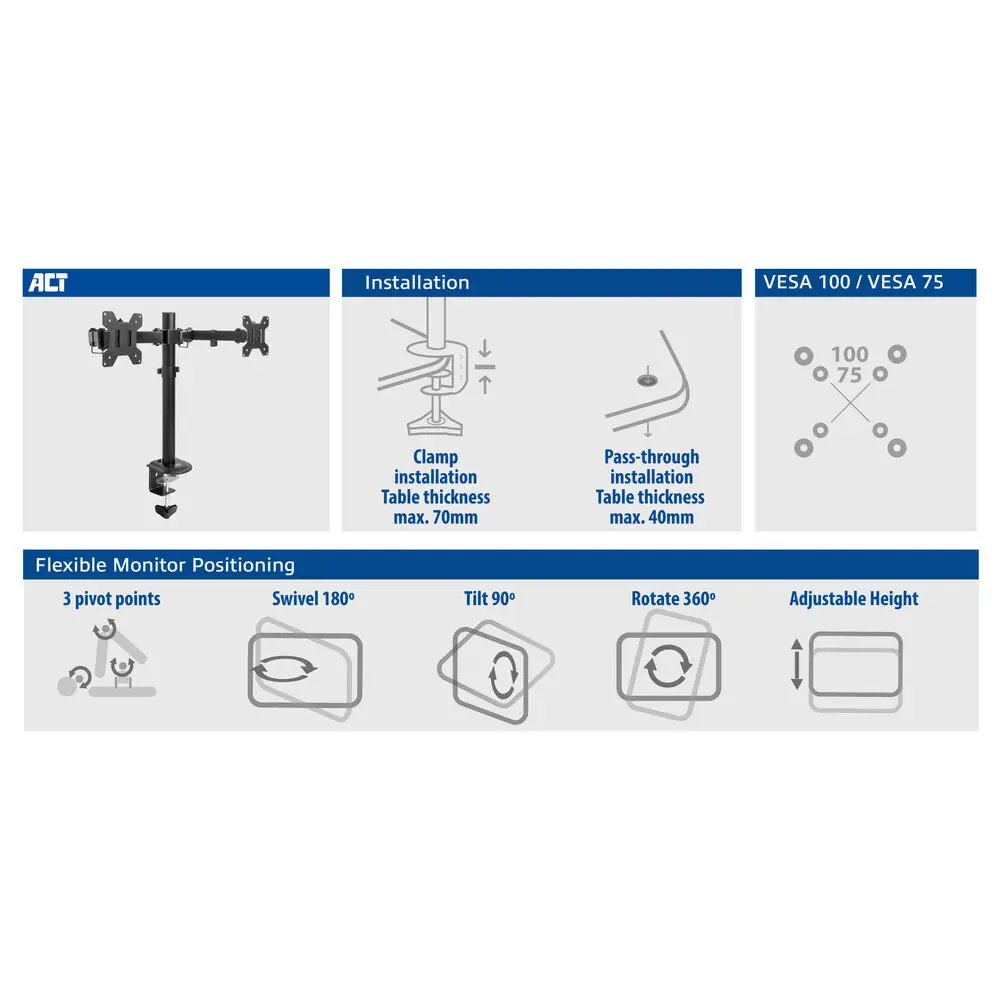 ACT AC8362 Dual Monitor Arm Essentials Photo 7