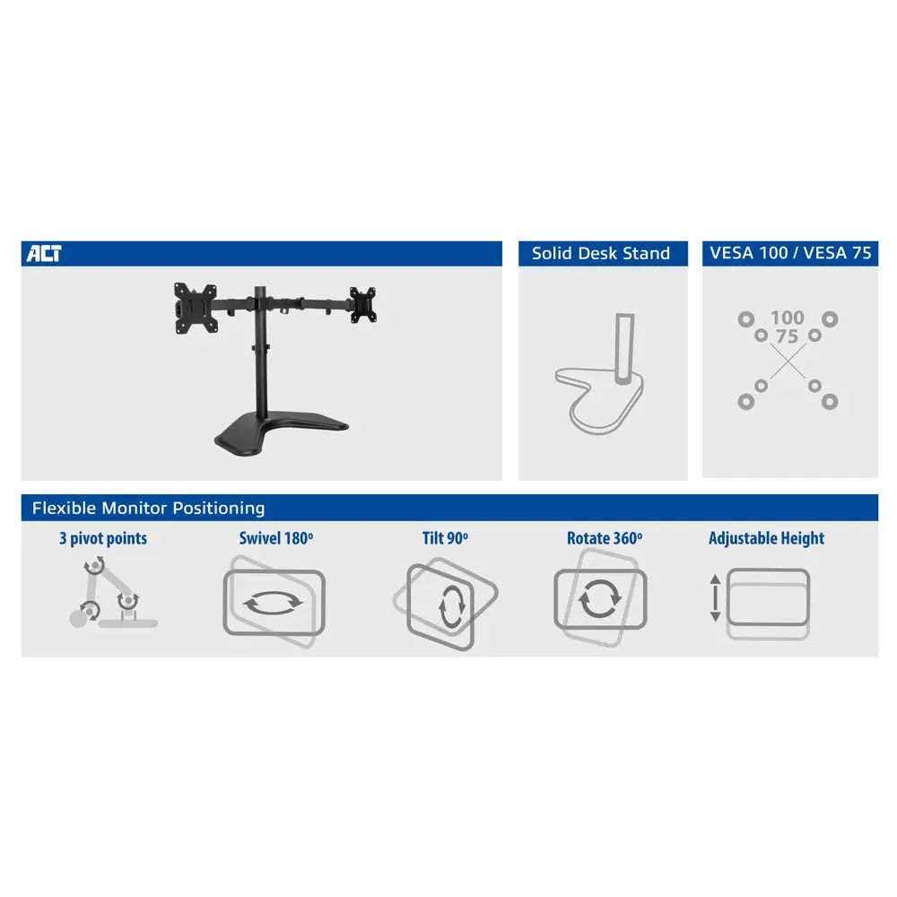 ACT AC8363 Essentials Monitor Arm for 2 Monitors Photo 8