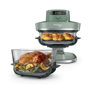 Ninja CRISPi PRO AS090EUGN 5-in-1 XL Stikla Karstā gaisa friteris 2050 W 5.7 L Moss Green ar iebūvētu displeju un noņemamu trauku