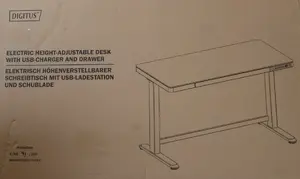 DIGITUS DA-90406SO Electric Height Adjustable Desk 72-121 cm White Metal with Memory Controller and USB Ports