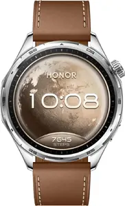 Honor Watch 6 Smartwatch 1.46" AMOLED Digital Touchscreen Stainless Steel GPS Brown Leather Band