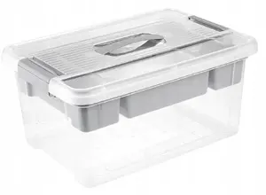 Curver Henri Organizer Box with Lid and Insert 16L Light Grey and Transparent