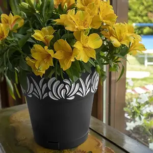 Lumarko Gaia flower pot with saucer, 20x19 cm, black