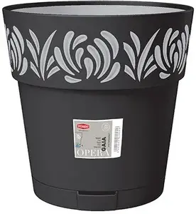 Lumarko Puķu pods ar paliktni Gaia melns 30x29 cm
